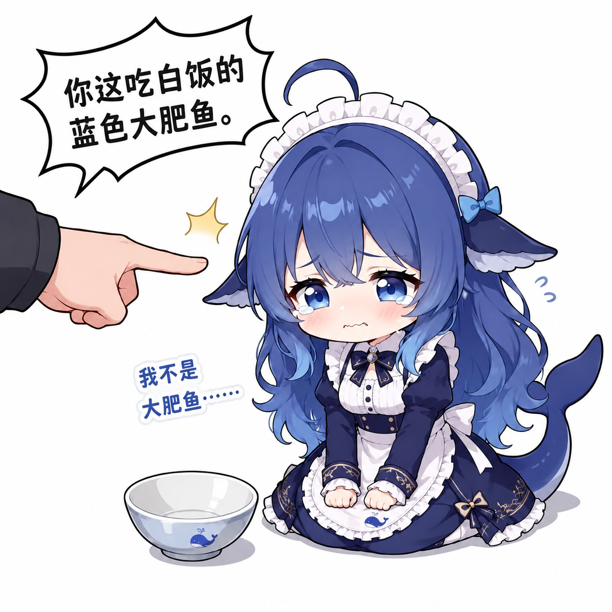 蓝色大肥鱼吃白饭
